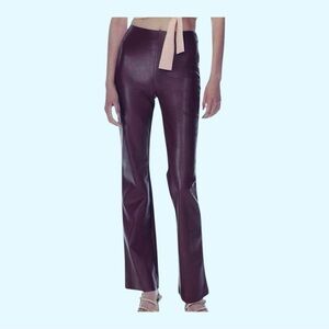 Aritzia Wilfred Elaine Burgundy Vegan Leather Flare Pants